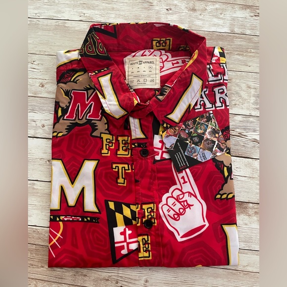 🆕 UMD Fan Pattern (Red) / Hawaiian Shirt XL - Picture 3 of 9